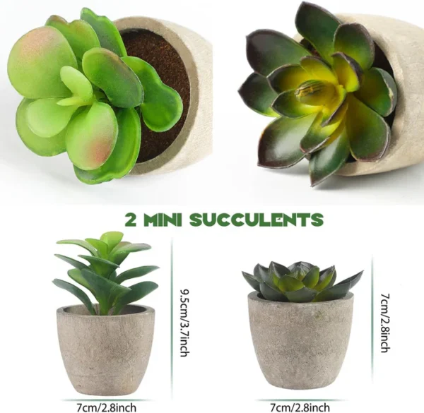 ALAGIRLS 4er-Set Künstliche Pflanzen – Eukalyptus, Rosmarin & Sukkulenten für Deko – Bild 6