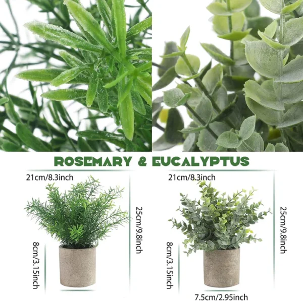 ALAGIRLS 4er-Set Künstliche Pflanzen – Eukalyptus, Rosmarin & Sukkulenten für Deko – Bild 4